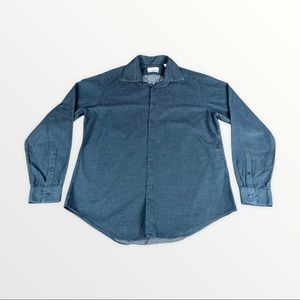 Calvin Klein Black White Polka Dot Button Down 100% Cotton Men’s Size Large